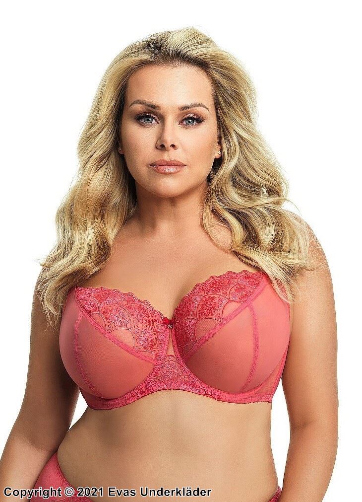 Soft cup bra, embroidery, tulle, D to K-cup